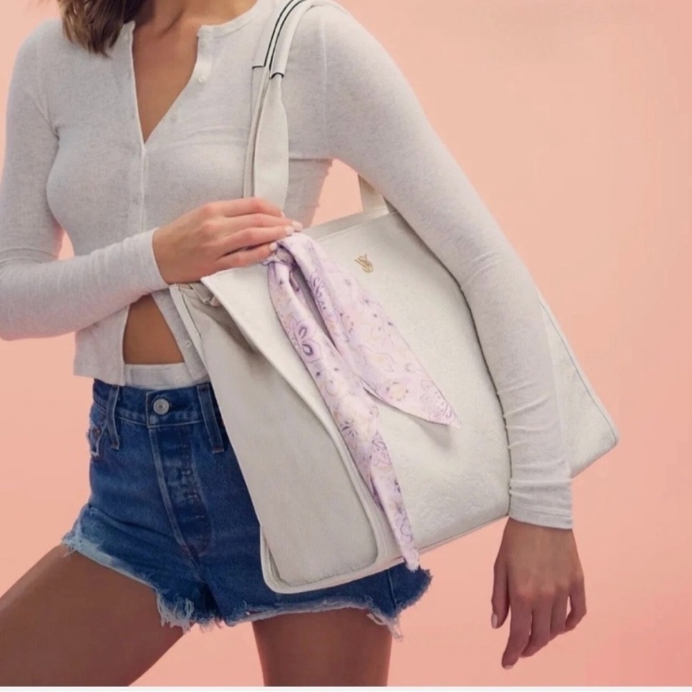 Victoria's Secret Cream Tote Bag with Elegant Twilly Scarf
NWT